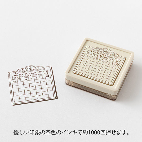 Midori - Pre-inked Stamp Soft Color Calendar



&nbsp;This is a brown ink (soft color type) that blends well with the colors and decorations of writing instruments. This is a permeable stamp type that allows you to stamp fine patterns beautifully, color over it, or write records and messages. This is a Monday-start format calendar that lets you write your own date or color it for fun.

&nbsp;Since it uses oil-based ink, it won't bleed even when you paint over the stamp with a water-based marker. You can sta