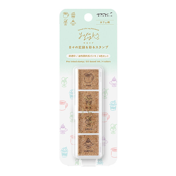 Midori Yuru Log Pre-inked Stamp - Cafe Pattern