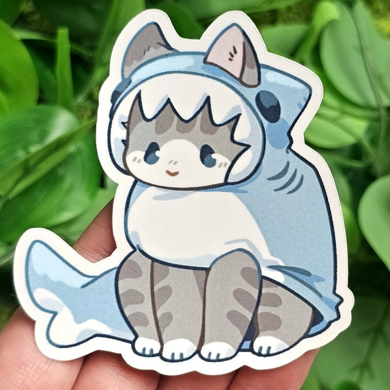 Milky Tomato - Cat in Shark Costume Vinyl Sticker