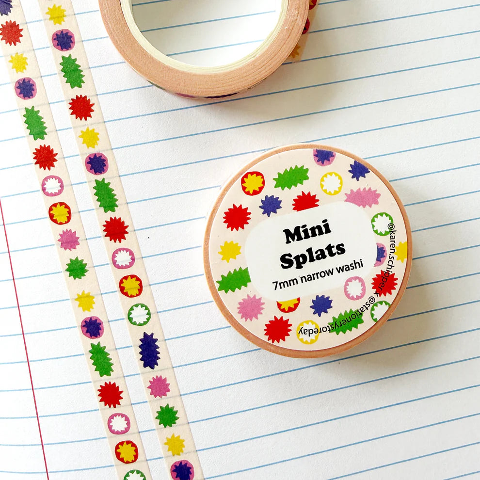 Teeny tiny signage splats by Karen Schipper.


7mm x 10m tape&nbsp;
Artwork property of Karen Schipper
