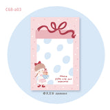 Molinta - Gift Box A7 Notepad

Enjoy 50 sheets of this adorable design of a gift box notepad! It can be personalized with hole punches to add to your binder or be pasted in your notebook to brighten up your pages.

Specifications: 80mmx120mm
Material: 100g white kraft paper
Number of pages: 50