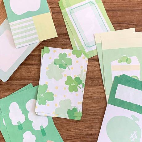 Molinta - Green Story A7 Memo Sheets

Enjoy these cute memo sheets with 6 different patterns front and back! 4 pages of each pattern.

Specifications: 80mmx120mm
Material: 120g cotton paper

Number of pages: 24