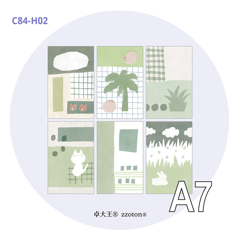 Molinta - Imagine Yourself in Gray-Green A7 Memo Sheets

Enjoy these cute memo sheets with 6 different patterns front and back! 4 pages of each pattern.

Specifications: 80mmx120mm
Material: 120g cotton paper

Number of pages: 24
