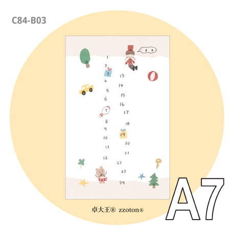 Molinta - Little Soldier Timeline A7 Memo Pad

Enjoy 20 sheets of this little soldier inspired memo pad with numbers to represent a timeline to add to your writing experience!

Specifications: 80mmx120mm
Material: 120g white kraft paper
Number of pages: 20