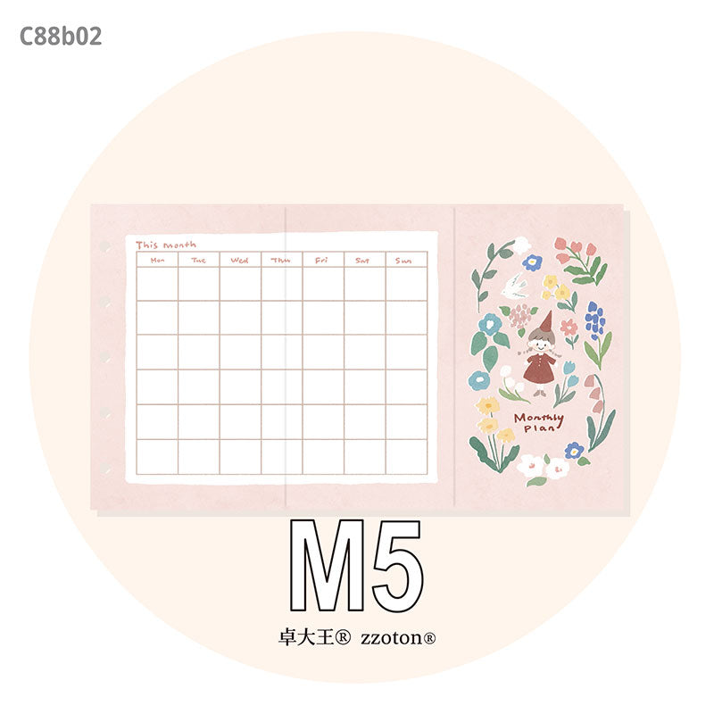 Molinta - Monthly Plan M5 Tri-Fold Pages

Plan out your month with a full, undated monthly layout including a tracker for habits, a monthly review, and a to do list!

Specifications: 183mmx105mm
Material: 120g white craft

Number of pages: 10