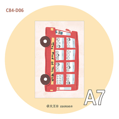 Molinta - Mood Bus A7 Memo Pad

Enjoy 20 sheets of this memo pad to track your moods throughout the entire week to add to your journaling experience!

Specifications: 80mmx120mm
Material: 120g white kraft paper
Number of pages: 20