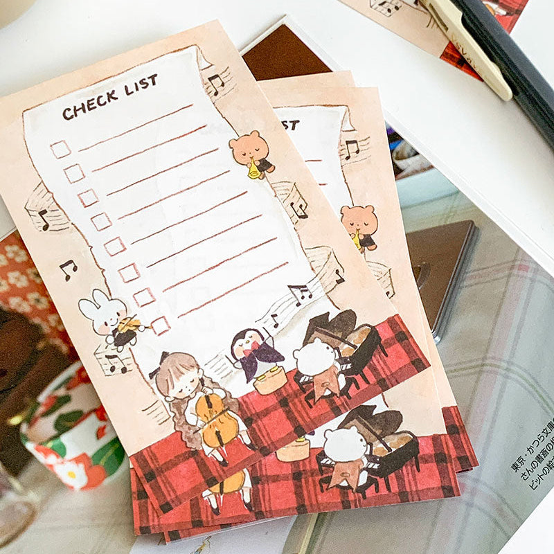 Molinta - Music In Progress A7 Memo Pad

Enjoy 50 sheets of this music inspired memo pad to check off all your tasks and add to your writing experience!

Specifications: 80mmx120mm
Material: 100g white kraft paper
Number of pages: 50