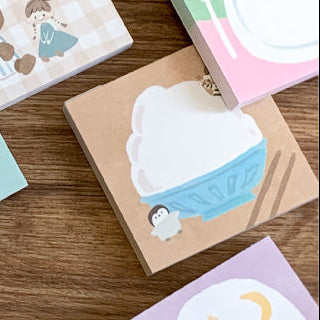 Molinta - Rice Sticky Notes

Take notes or decorate your planner with this cute sticky note set! Perfect for jotting quick reminders, marking pages, or decorating your journal, this petite sticky note pad brings adorable vibes to your everyday stationery routine.

With 12 different designs to choose from, you can pick your favorites or collect the whole set.

50mm x 50mm (Approx 2in x 2in)
120g white kraft paper
50 pages

Includes 1 pattern