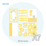 Molinta - Warm Yellow Permeates A7 Memo Sheets

Enjoy these cute memo sheets with 6 different patterns front and back! 4 pages of each pattern.

Specifications: 80mmx120mm
Material: 120g cotton paper

Number of pages: 24