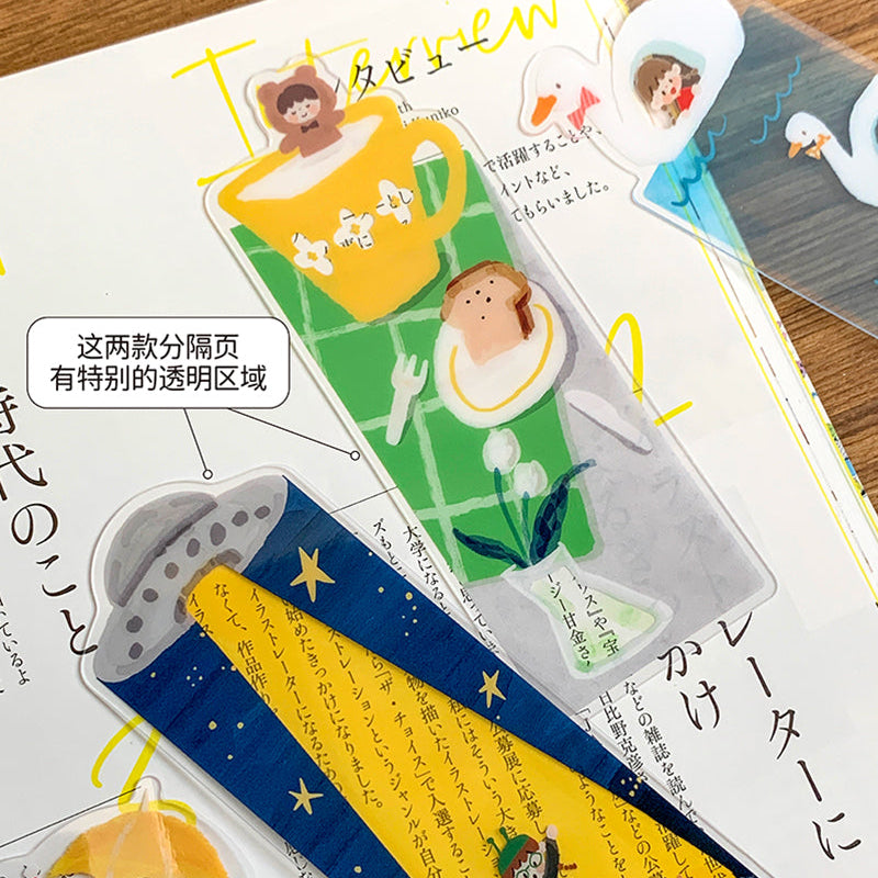 Add a whimsical addition to your planner, binder, or everyday notes throughout the year with these bookmarks or page dividers from Molinta. Section out your entries, dedicate a spot to something you want to remember, or even create some washi samples with these different bookmarks!

Specifications: 50mmx130mm
Material: PVC
