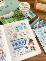 Molinta Dark Blue, Brown, and Green Washi Tape 2 Kiss Cut Washi zzoton Molinta Washi