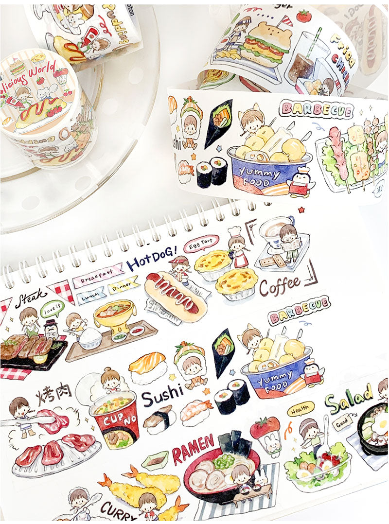 Molinta Delicious World Washi Tapes Sticker Roll Release Paper Journaling Food addicts