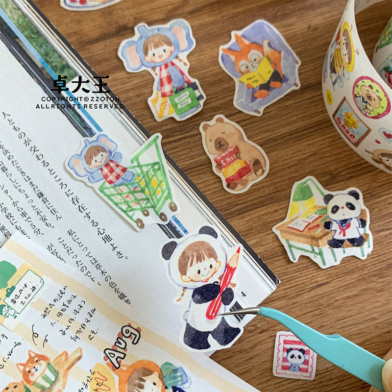Molinta Lovely Animal Washi Sticker Roll Washi Tape Journaling Spreads planner