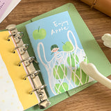 Introducing conveniently pocket sized M5 sticker books with release paper that can store all your loose stickers or precious vinyl stickers that can be pasted and reused whenever you desire! Each one has a sweet and cute design on the front!