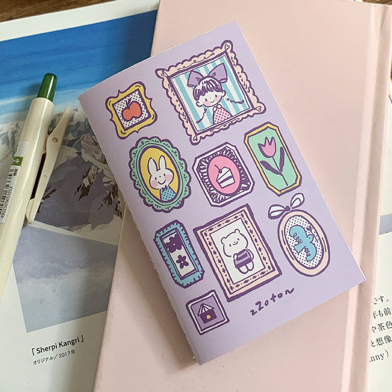 Introducing conveniently pocket sized M5 sticker books with release paper that can store all your loose stickers or precious vinyl stickers that can be pasted and reused whenever you desire! Each one has a sweet and cute design on the front!