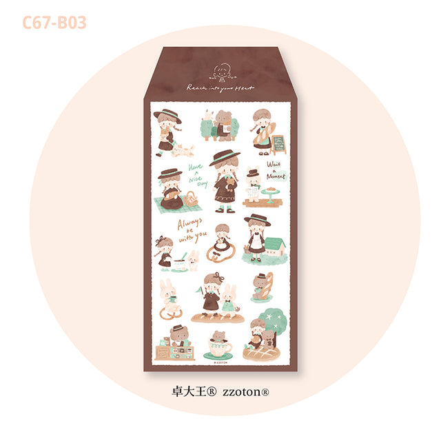 Featuring an adorable collection of pastry themed illustrations, this sticker sheet adds a sweet, romantic touch to planners, cards, photo albums, and creative projects. Each design is printed on durable PVC material for crisp colors and long‑lasting use.