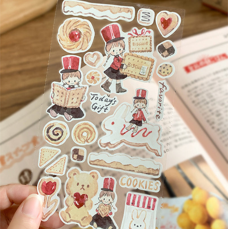 Featuring an adorable collection of cookie themed illustrations, this sticker sheet adds a warm, whimsical touch to planners, cards, photo albums, and creative projects. Each design is printed on durable writing paper with vibrant colors for easy decoration!