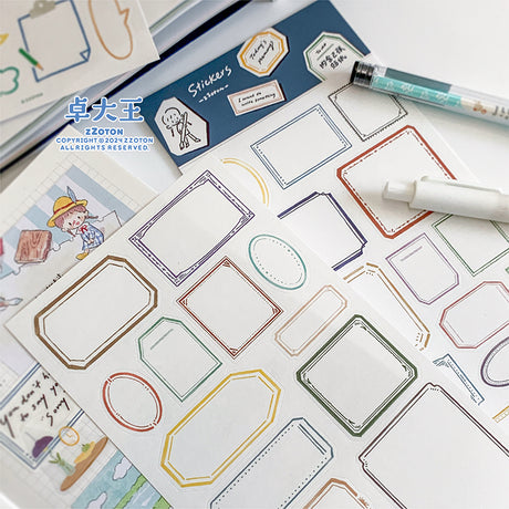 Featuring an adorable collection of different framing illustrations, this sticker sheet adds a personal, whimsical touch to planners, cards, photo albums, and creative projects. Each design is printed on durable kraft paper to incorporate your own little touches of writing!