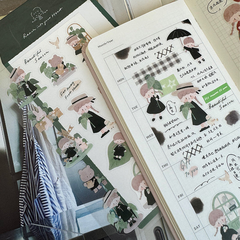 Featuring an adorable collection of plant themed illustrations, this sticker sheet adds a sweet, romantic touch to planners, cards, photo albums, and creative projects. Each design is printed on durable PVC material for crisp colors and long‑lasting use.