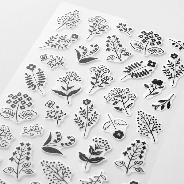 "Monotone floral pattern" is packed with many simple flowers that bloom in the field.



A wide variety of sticker designs to use with your notebook

These peel-and-stick washi stickers will make your daily records more fun. Simply stick them freely on the margins of your notebook to create a gorgeous page. &nbsp;It comes in a pack of 2 sheets, a small size that is perfect for&nbsp;monthly blocks and a large size that is convenient for filling in the blanks.