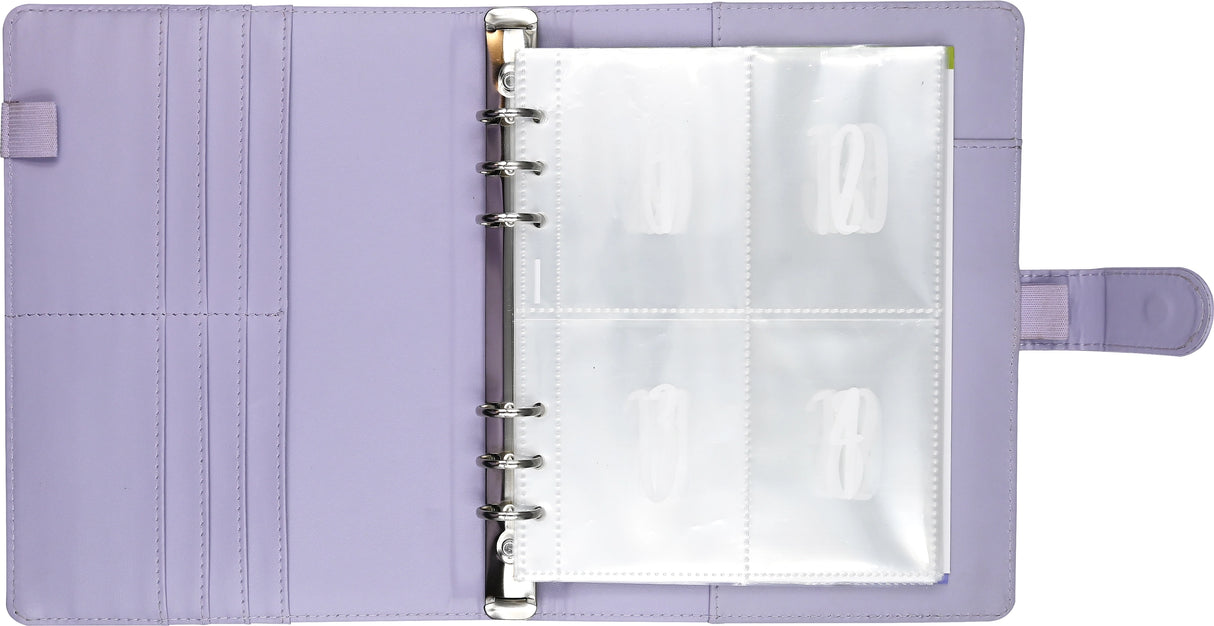 Sturdy 6-ring binder with magnetic closure flap comes with 100 pre-numbered envelopes. Use them to save $100, $1,020, or $5,050! Includes 3 reusable tracker cards. Inside cover pockets hold your cash until you've saved enough to move it into the appropriate envelope. See your savings build as you fill each envelope and track each contribution! Before you know it, you'll have reached your 100th envelope, achieving Super Saver status!

Binder measures 6-3/4'' wide x 9-1/8'' high.
Instructions and 3 reusable t