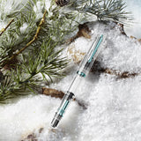 This time we’ve captured the essence of the frigid final months of the year with furniture, trim and nib done in an icy blue finish. These striking features have again been married to our trust piston fill system, and in-house nibs, ensuring a smooth and seamless writing experience. The clear barrel of the Original: Winter also entices enthusiasts to find a perfect ink match!