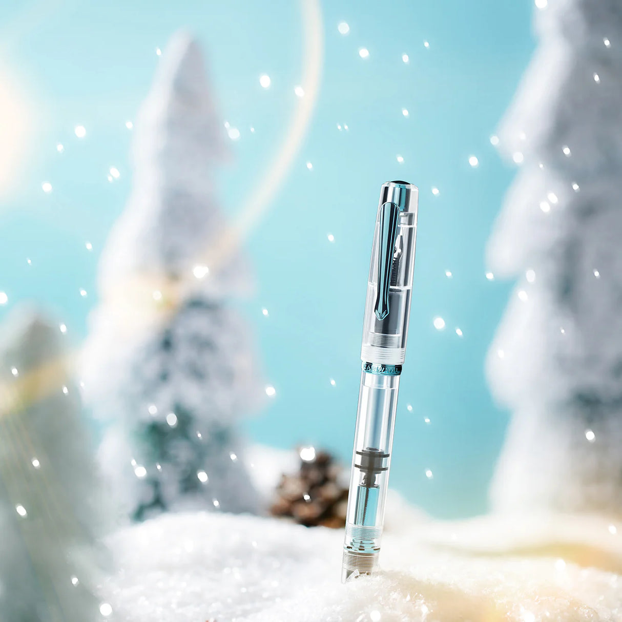 This time we’ve captured the essence of the frigid final months of the year with furniture, trim and nib done in an icy blue finish. These striking features have again been married to our trust piston fill system, and in-house nibs, ensuring a smooth and seamless writing experience. The clear barrel of the Original: Winter also entices enthusiasts to find a perfect ink match!