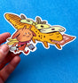 This Flower Lizard matte sticker is 3.8" x 4". Great for water bottles, laptops or notebooks! They’re durable and waterproof and the thick vinyl protects the stickers from scratching, water and sunlight.