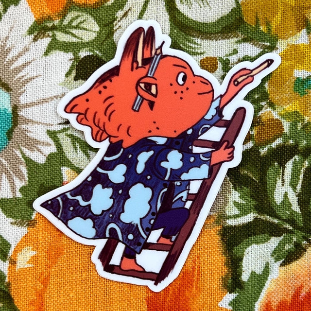 This little Painter matte sticker is 2.95" x 3". Great for water bottles, laptops or notebooks! They’re durable and waterproof and the thick vinyl protects the stickers from scratching, water and sunlight.