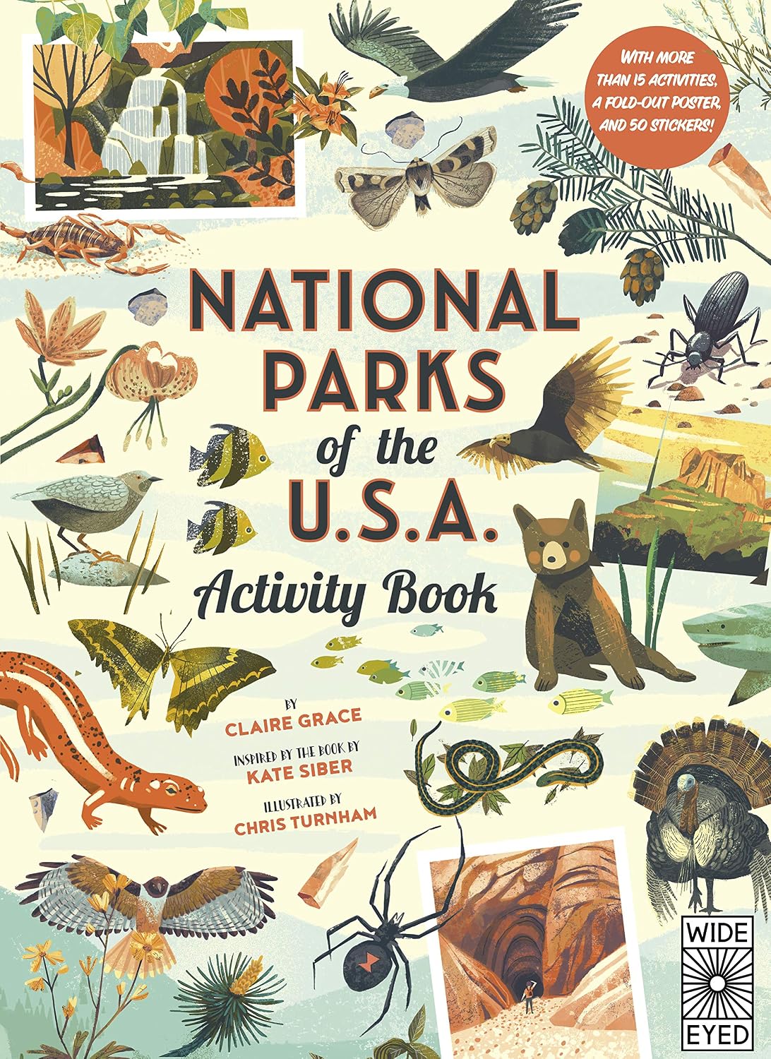 Prepare to explore the incredible national parks of the U.S.A. with this activity packed book, full of maps, nature, and creatures big and small from America's great outdoors.&nbsp;

Travel coast to coast on a journey like no other as you get busy with mazes, spot the difference, crosswords puzzles, word searches, 50 stickers, an awesome pull-out poster, and so much more.&nbsp;