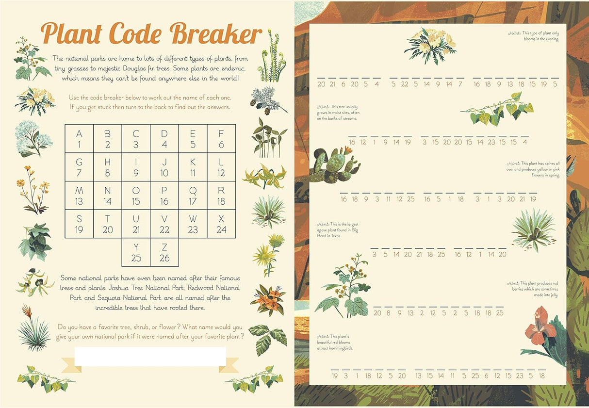 Prepare to explore the incredible national parks of the U.S.A. with this activity packed book, full of maps, nature, and creatures big and small from America's great outdoors.&nbsp;

Travel coast to coast on a journey like no other as you get busy with mazes, spot the difference, crosswords puzzles, word searches, 50 stickers, an awesome pull-out poster, and so much more.&nbsp;