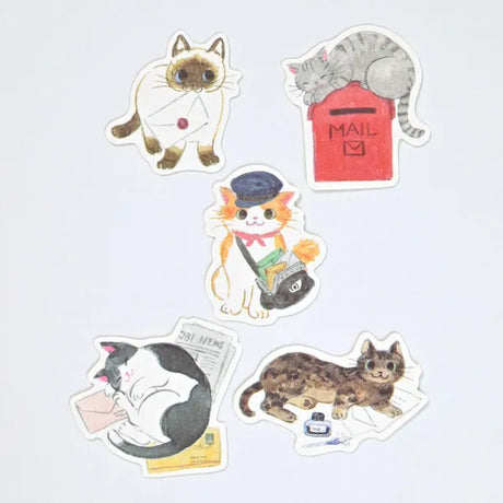 So many cats!! These flake stickers can be used for sealing letters or decorating planners.
I drew motifs related to letters, such as cat delivery workers and mailboxes to make sending and writing letters even more fun.

Nekorobi 5th Anniversary


Height 140×Width 63mm

5 Patterns - 20 Sheets

Crepe Paper Stickers