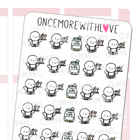 Once More With Love M1278 Restaurant Server Sticker Sheet