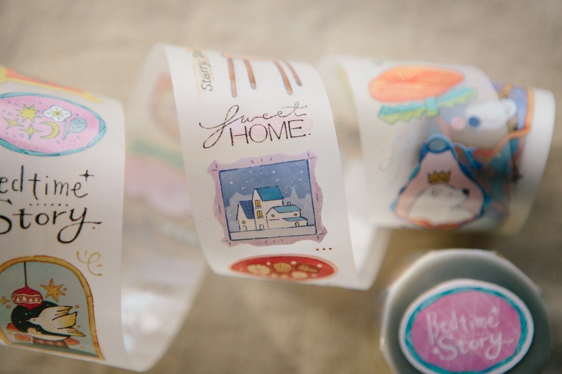 Enjoy these mystical fairy tale themed designs that only come alive during the night time right before bed.

Matte PET Tape
Width: 4.4cm / Length: 10m
88 cm per cycle
