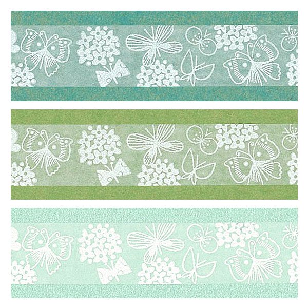 Cinta washi blanca con diseño de mariposa Oboro