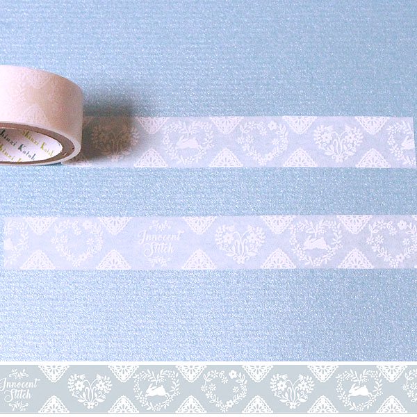 Cinta washi blanca con el dibujo de conejo Oboro