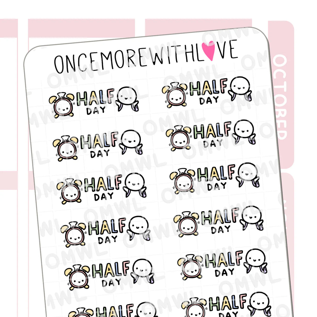 Once More With Love - M1457 Half Day Sticker Sheet

Half Day! YES! What are you going to do now with your afternoon freed up!