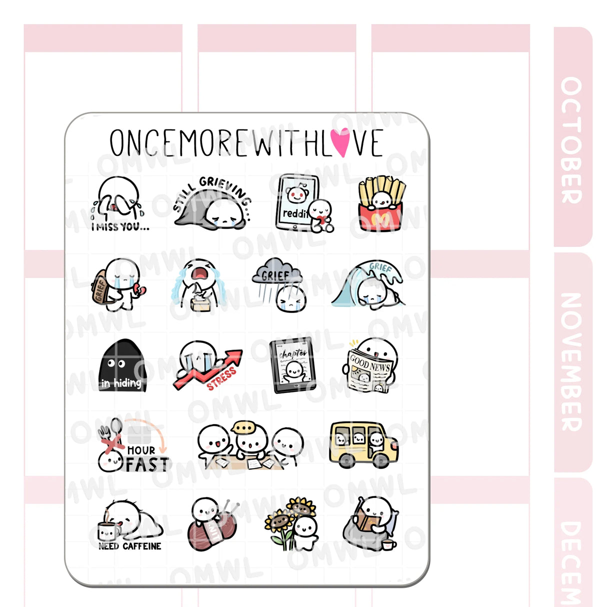 Once More With Love - M1476 Nine Year Anniversary Favourites Sticker Sheet

This is the selection of our best-selling stickers released in our 9th year! This sheet may not look very fun... it is filled with stickers of my grief from losing my dad... but I still wanted to put it together to honour the love and the loss I went through this year.