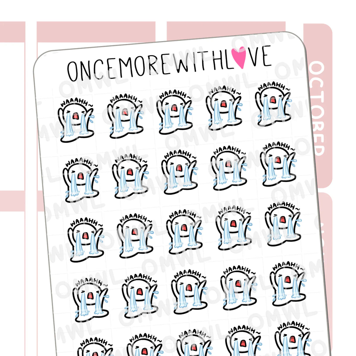 Once More With Love - M1480 Dramatic Crying Sticker Sheet

Works for when you're super sad, grief, tantrums, whenever you just need a really big, good cry.