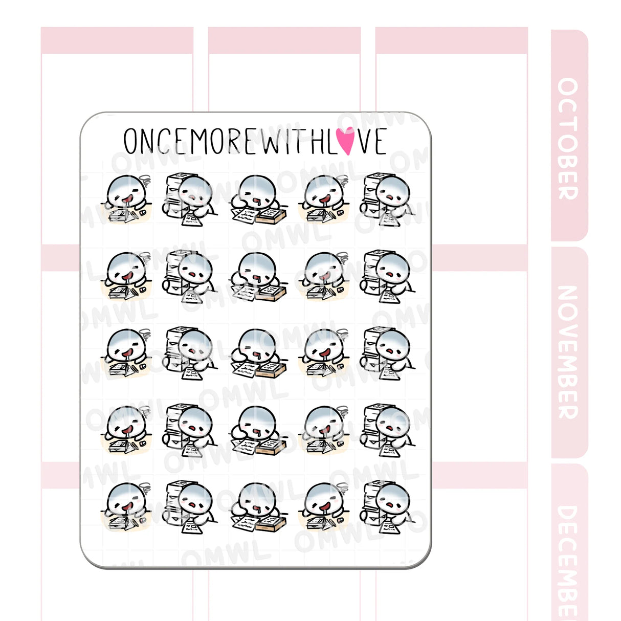 Once More With Love - M1496 Overworked Sticker Sheet

A sticker sheet for the gloriously overworked - because sleep is a myth...