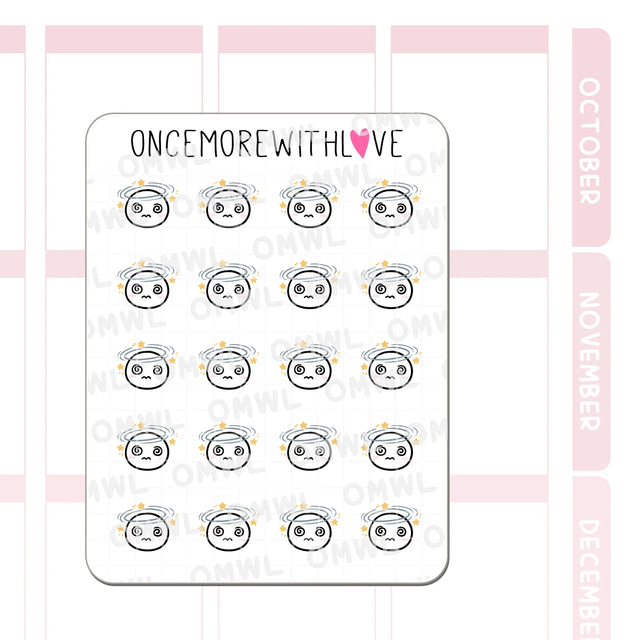 Once More With Love - M1518 Feeling Dizzy Sticker Sheet

Feeling faint or dizzy? These munchkins do too! I often feel dizzy when I stand up so this is a nice way to track when I get those dizzy episodes.