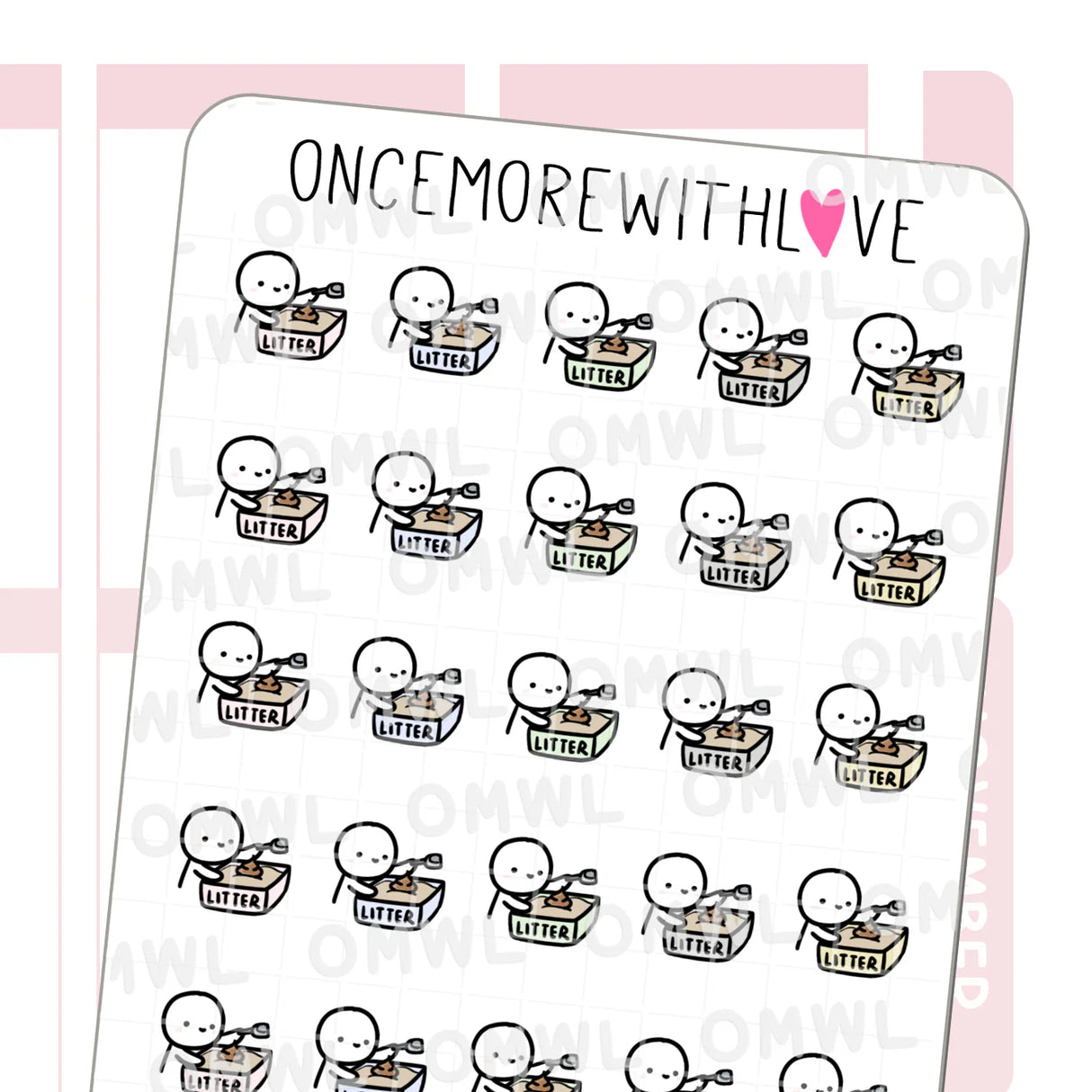 Once More With Love M840 Litter Box Sticker Sheet

Meow! Clean my litter box! Reminder to clean or change your cat's litter!