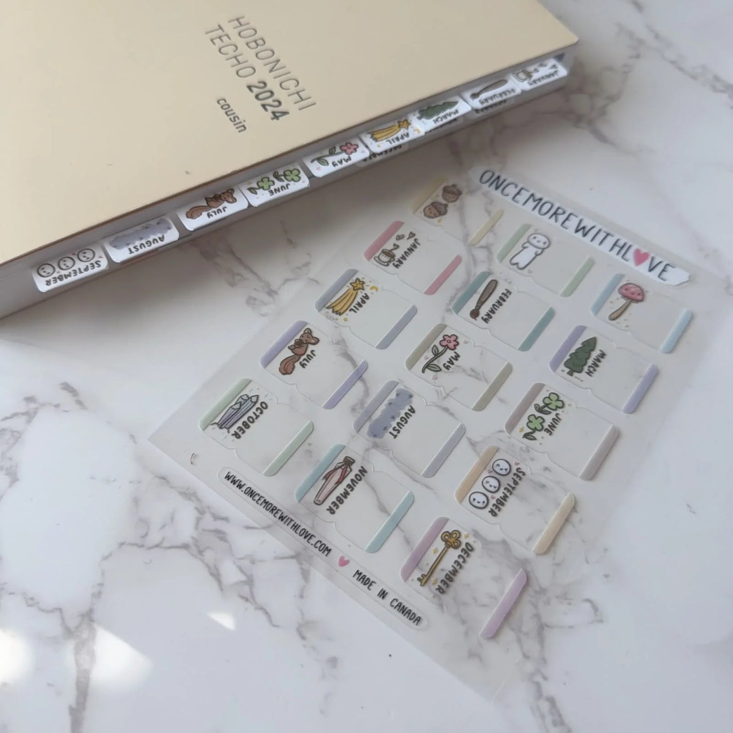 New monthly tabs for labeling your planner! 

SIZE: 4" x 5.5"
COLOUR: White or Clear
MATERIAL: Vinyl/Pet Back