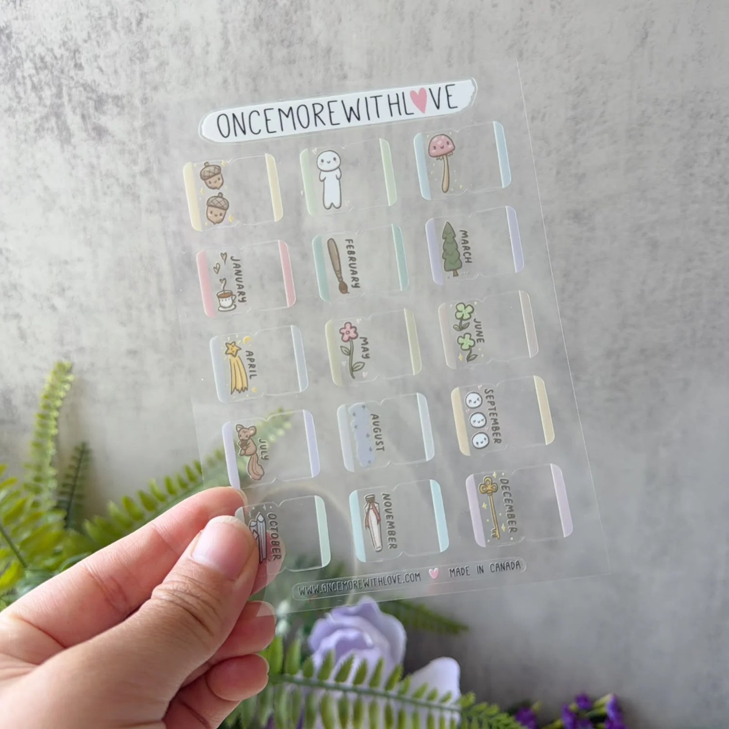 New monthly tabs for labeling your planner! 

SIZE: 4" x 5.5"
COLOUR: White or Clear
MATERIAL: Vinyl/Pet Back