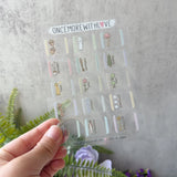 New monthly tabs for labeling your planner! 

SIZE: 4" x 5.5"
COLOUR: White or Clear
MATERIAL: Vinyl/Pet Back