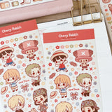 Cherry Rabbit One Piece Sticker Sheet