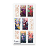 🍒🍋 @ludmilacerafoce’s fruity fashionistas are serving looks inspired by blackberries, raspberries, lemons, cherries, blueberries, and peaches! Draped in juicy colors and surrounded by oversized fruit and foliage, each glamorous girl brings her own bold personality to the garden. Finished with gleaming foil accents, this sheet is one seriously fresh-picked lineup! Art by: @ludmilacerafoce

Top Coating: Gold foil
Adhesive Layer: PVC (plastic)
Backing Layer: Clear PET
6.69" x 3.54".
Weight .03lbs
