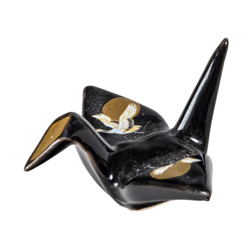 Origami Crane Porcelain Rest Moon Crane Black