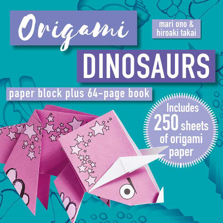 Go back to the days when dinosaurs ruled the earth with 15 prehistoric paper-folding projects and 250 sheets of origami paper to sink your teeth into.

With 15 designs for big and small dinosaurs, ocean-dwellers, and high flyers, there are projects here to entertain any paper paleontologist.

Try your hand at the speedy Velociraptor or one of the largest land animals that ever existed, the Apatosaurus. From the Cretaceous period you can make the king of the dinosaurs, the Tyrannosaurus rex, and the ancestor