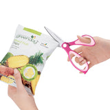 • Revolutionary curved blades offer 2x the cutting force of straight edge scissors. 
• Unique curved blades continuously cut at the ideal angle of 30 degrees. 
• Effortless cutting from the pivot point to the scissor tip. 
• Double layered grips for maximum comfort. 
• Smooth and durable pivot ring. 
• Stainless steel blades. 
• Available in multiple sizes and colors. 
Scissor Length: 8 in